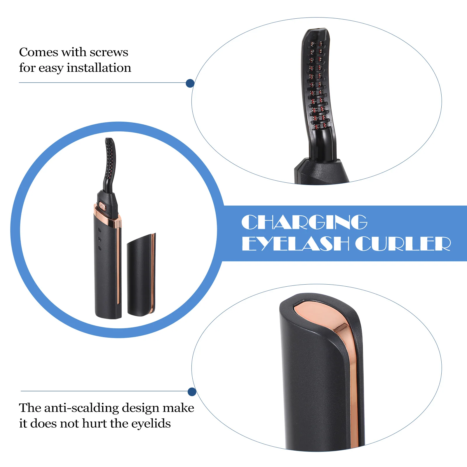 

Electric Eyelash Curler ABS Heating Safe Compact Design Three Gear Temperature Control Thermal Insulation
