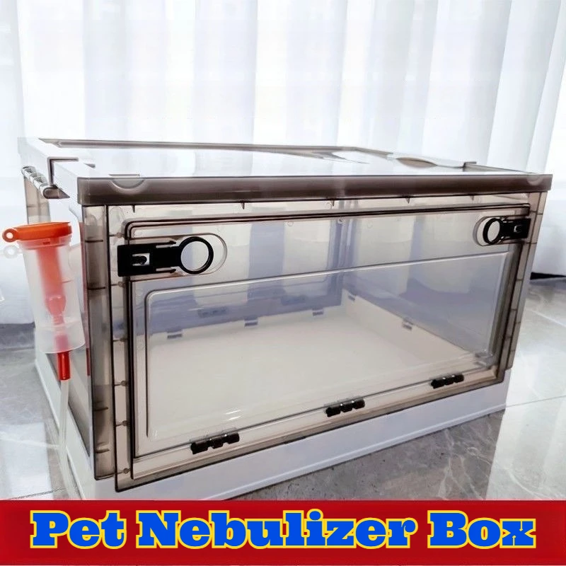 

Foldable Oxygen Cage Cats Dogs Portable Nebulizer Box Pet Breathing Treatment Transparent Cover Collapsible Carrier Inhaler Safe