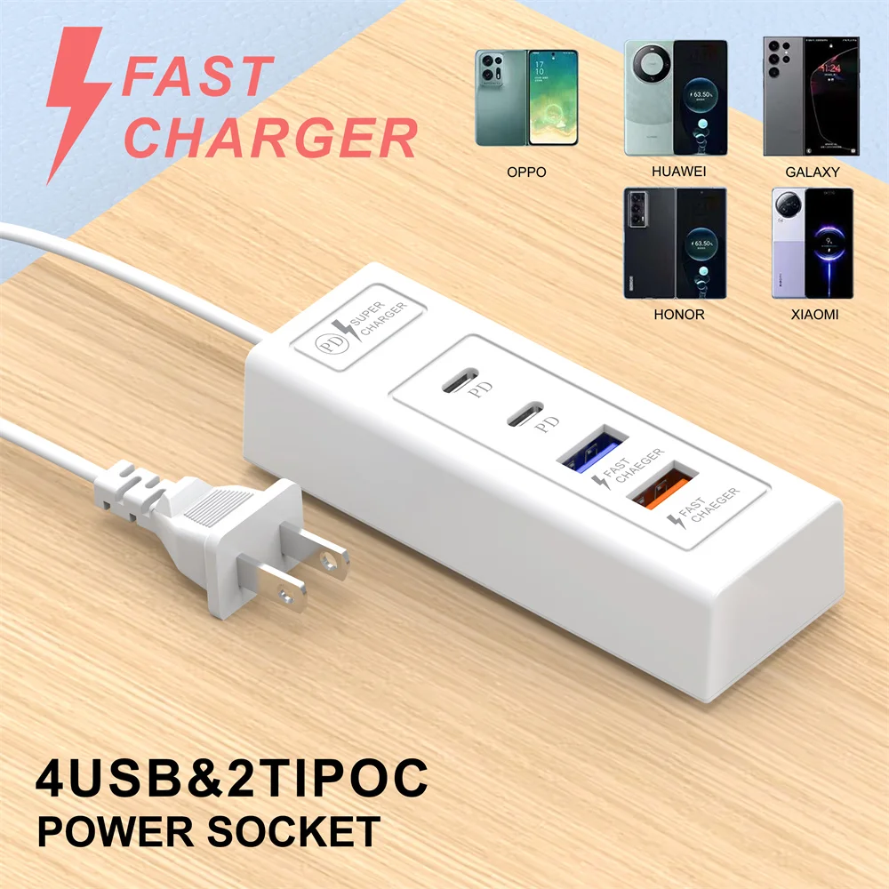 USB 4 Ports Charger Type C Fast Charging Wall Power Adapter For Xiaomi Samsung Huawei Quick Charge3.0 USB Travel Phone Charger