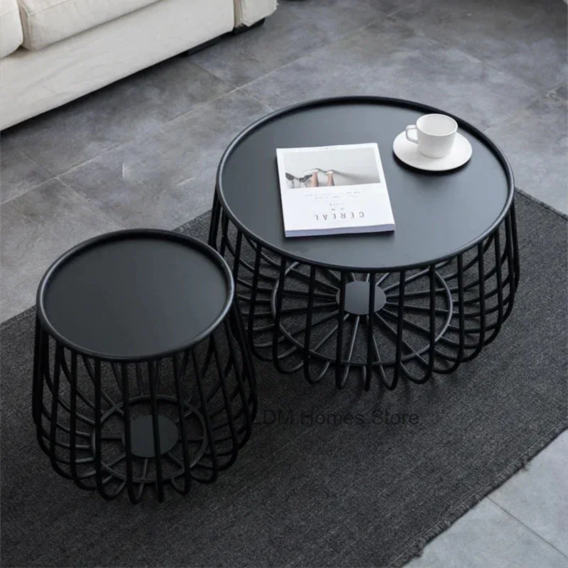 

Nordic simple black Iron Coffee Table for Living Room Industrial Style Creativity Table Small Apartment Round tea Table