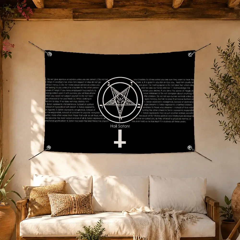Dark Art Gothic Satanic Flags Room Home Decor Wall‑Hanging Art Banner, Outdoor for Bedroom Party Background Decoration