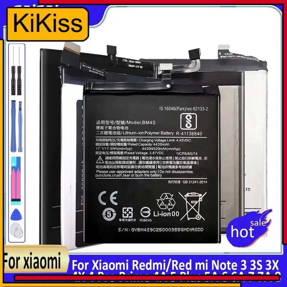 

BM47 BN44 BN34 Battery For Xiaomi Redmi/Red mi Note 3 3S 3X 4X 4 Pro Prime 4A 5 Plus 5A 6 6A 7 7A 8 8A 8T 9 9A 9C 9S 10X K20 K30