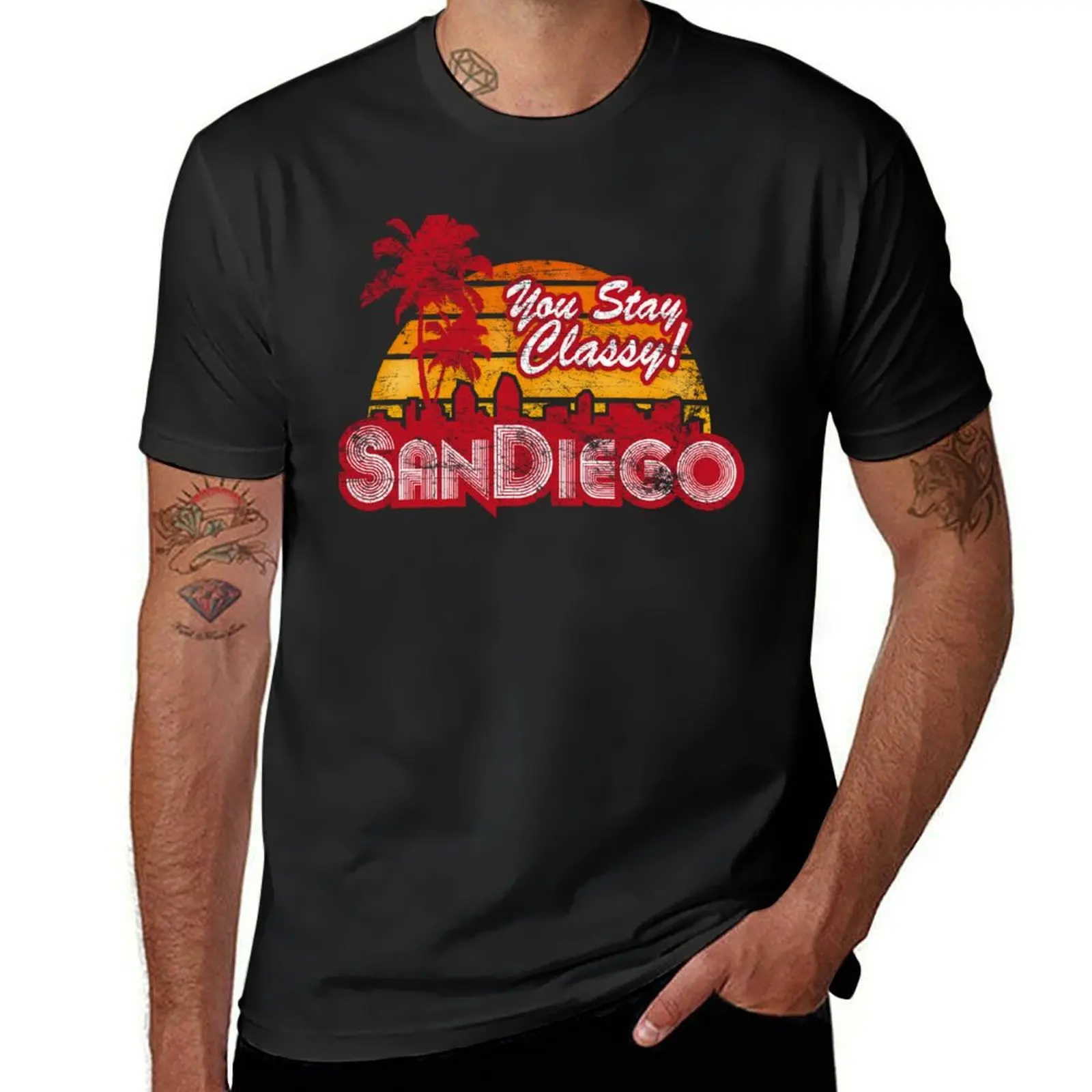 

You Stay Classy! San Diego (Worn look) T-Shirt blacks plus sizes graphics Men's t shirts