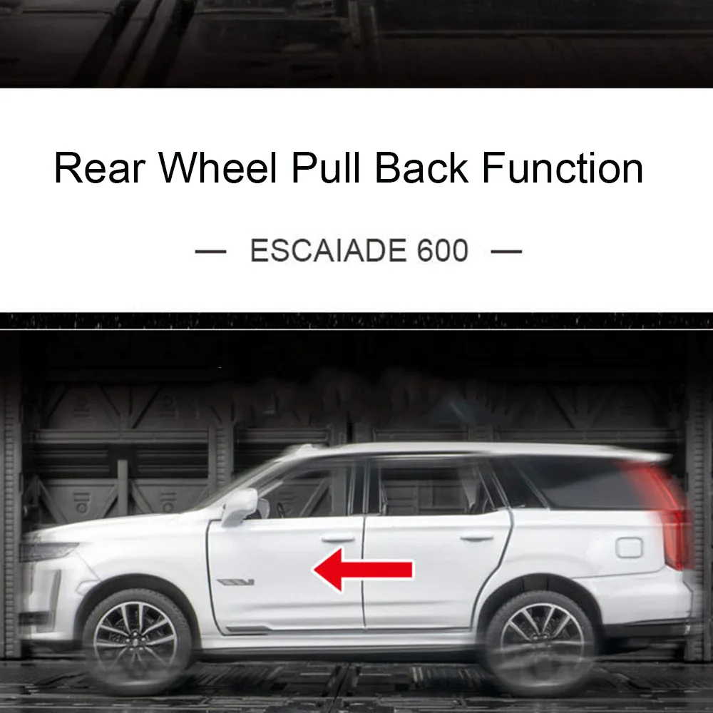 에스컬레이드 600 합금 자동차 모델 장난감, 금속 다이캐스트 오프로드 차량, 사운드 라이트, SUV 자동차 장난감, 어린이 선물, 1:32 체중계