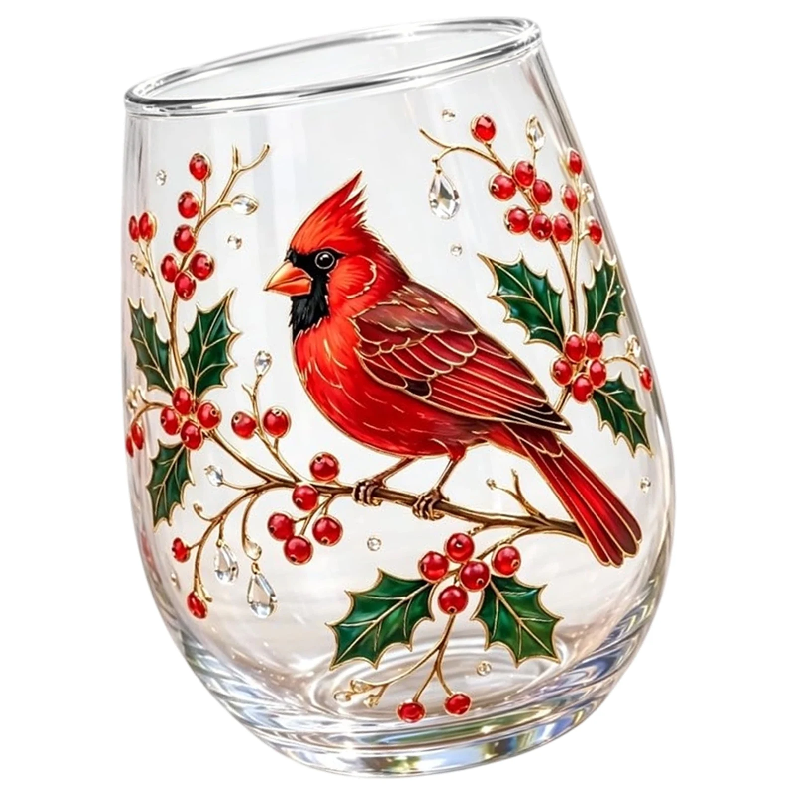 Hand Painted Animal Stemless Wine Glasses Cute Hummingbird Stemless Wine Drinking Cup Highland Cow Glass Cups for Home Bar
