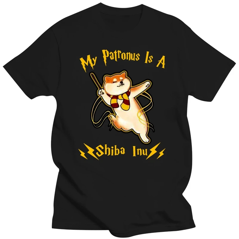 My Patronus Is A Shiba Inu Tshirt Black Men Cotton Made In Usa Tops New Unisex Funny Tee Shirt