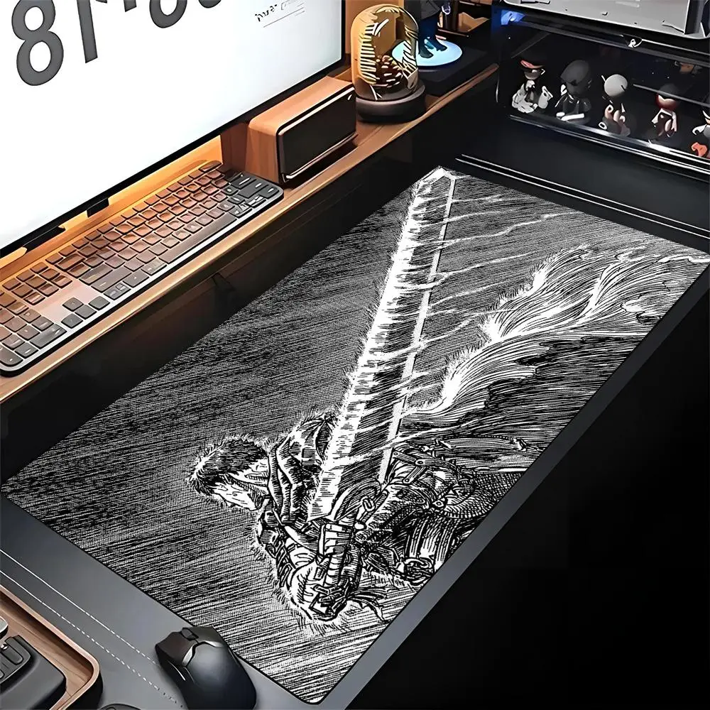 

Большой игровой коврик для мыши с рисунком аниме «Берсерк», резиновый, для компьютера, ноутбука, геймерский, с креплением по краям