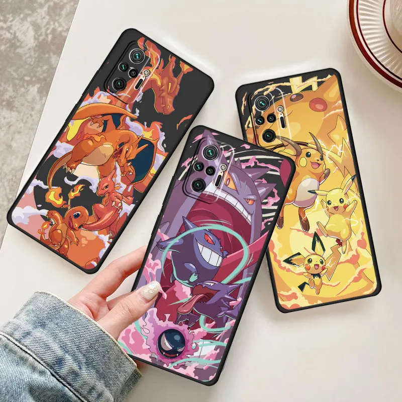 Phone Case For Xiaomi Redmi Note 9 Pro 10C 12 5G 8 9A K50 Gaming Note 10 Pro 9s 11 9c 10s K40 Cover Pokemon P-ikachu Cool Gengar