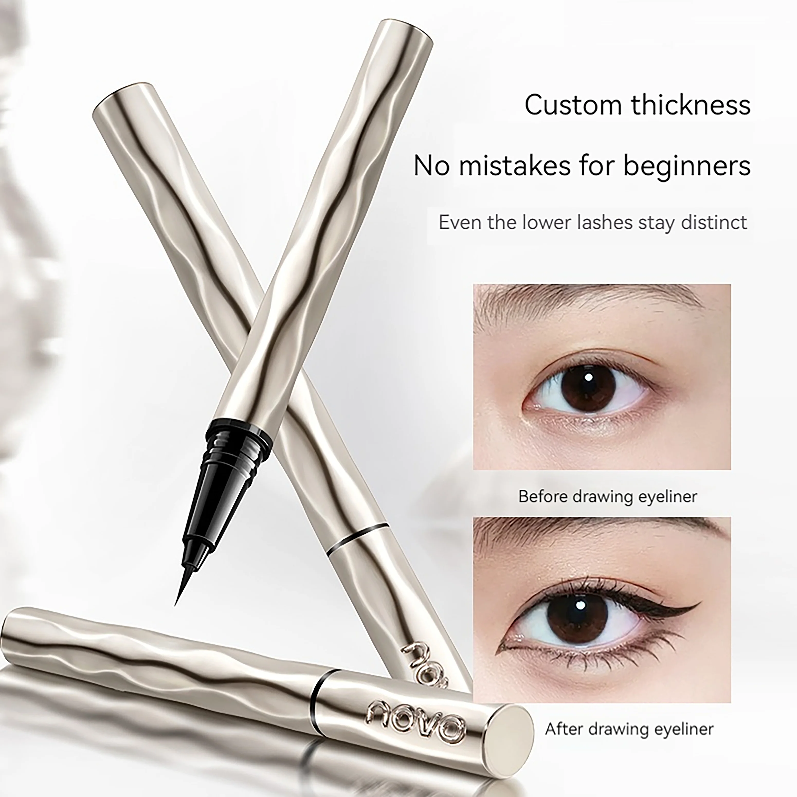 NOVO Penna eyeliner a lunga durata impermeabile e resistente al sudore La formula ad asciugatura rapida modella una pellicola protettiva Resiste alla sbavatura