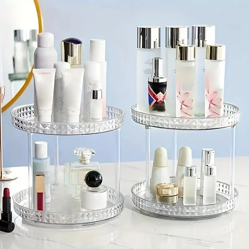 1/2/3 Layer Rotating Cosmetic Storage Box Desktop Acrylic Perfume Skin Care Product Shelf Rack Organizer Box Cosmetics Holder