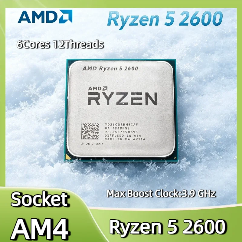 

AMD Ryzen 5 2600 3.4GHz 3.9GHz Boost 6 Core 12 Thread CPU Processor 65W Socket AM4 Desktop Gaming for Office Tray No Fan