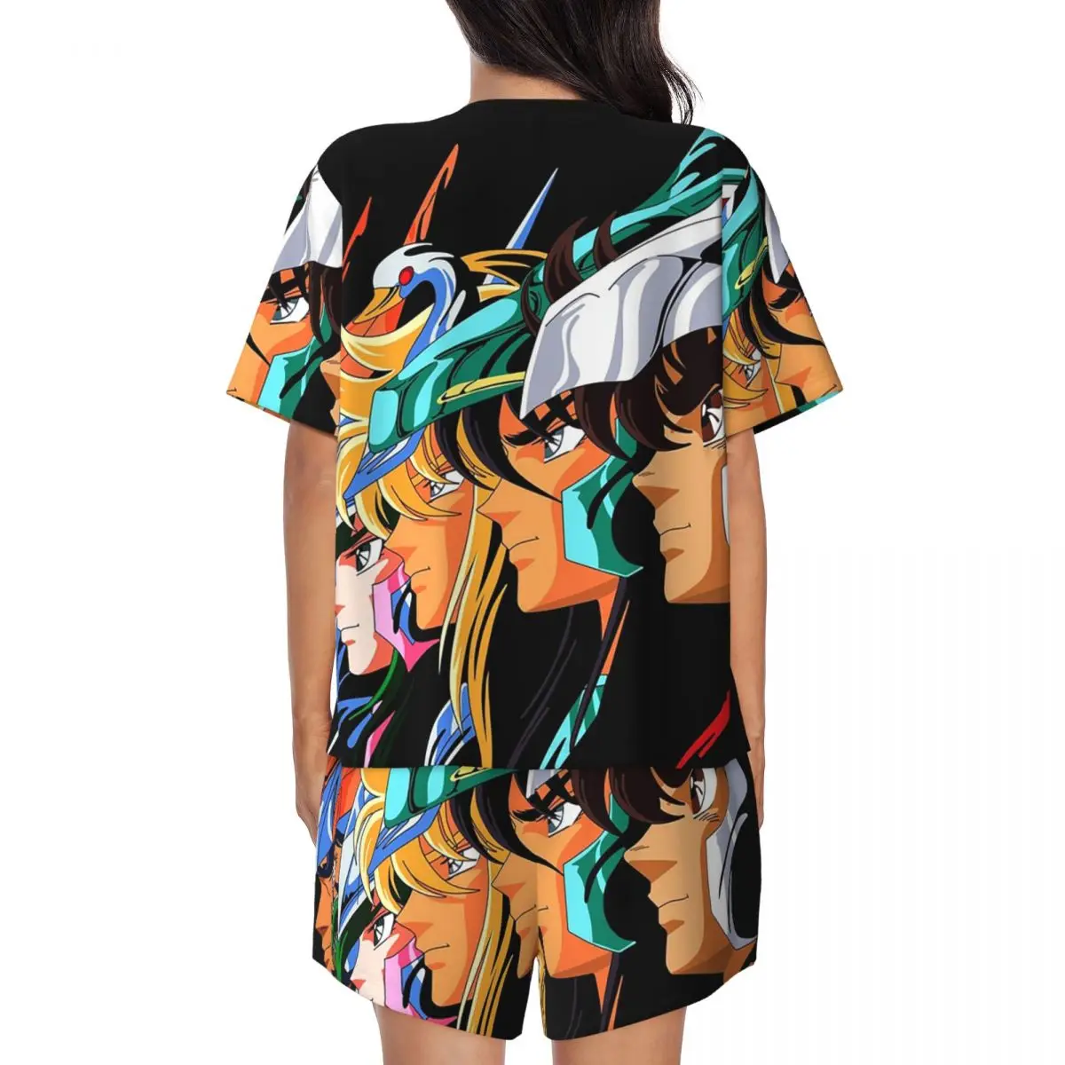 Knights Of The Zodiac Caballeros Del Zodiaco Bronze Saints Round Neck Short Sleeve Nightgowns for Sleeping Sleepshirts WomenSoft