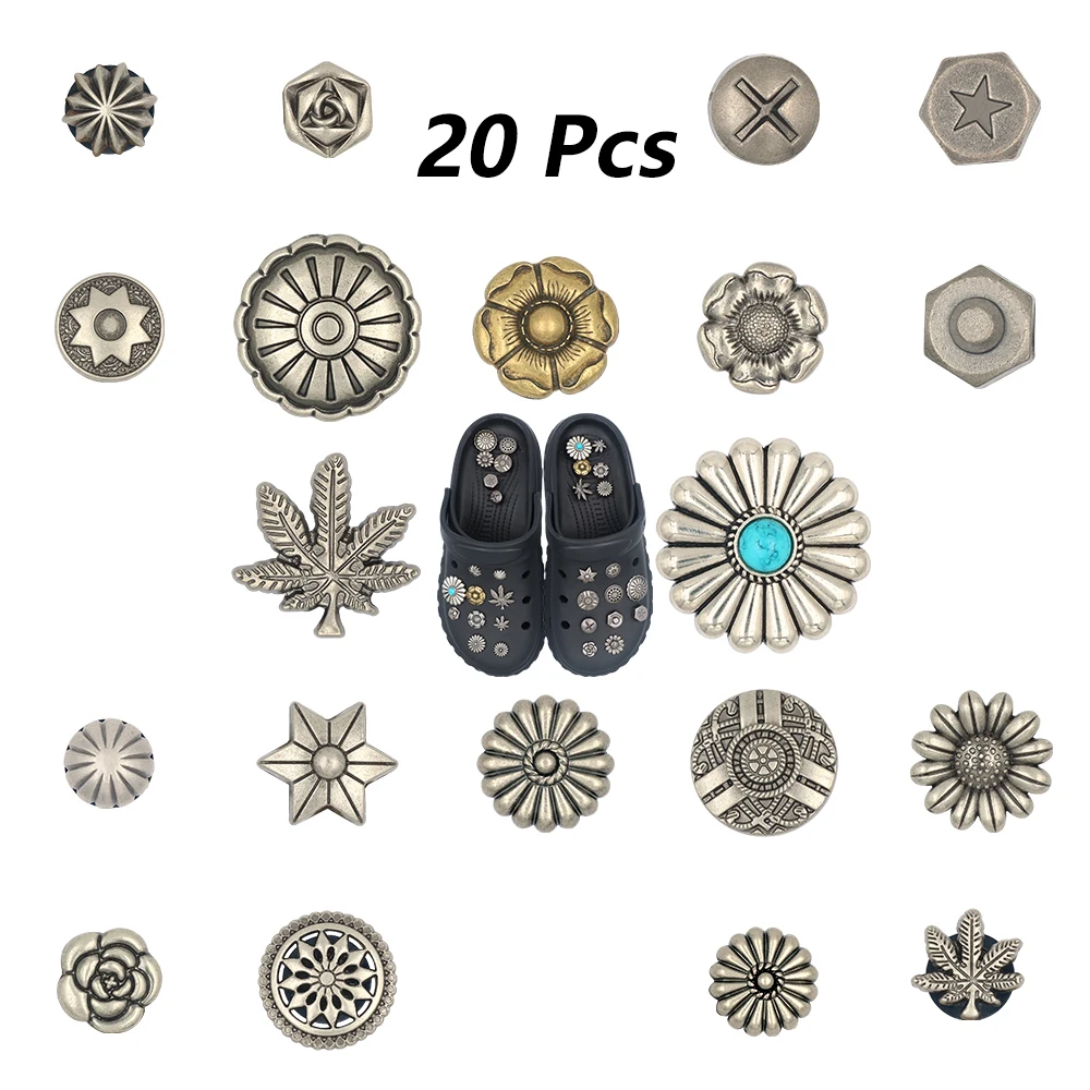 Punk Style metal Sandals Accessories Pines Simulated Turquoise pumpkin Bolt Leaves Sunflower Shoe Decorations Buckles Pines Pins