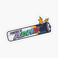 Powered By Adhd  5PCS Stickers for Wall Art Anime Laptop Kid Luggage Stickers Bumper Water Bottles Decorations Room Print Home
