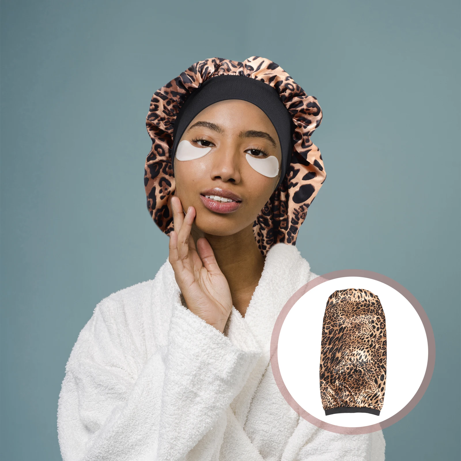 

1pc Elastic Sleeping Cap Wide Brim Long Tube Stretchy Hair Bonnet For Women Printed Comfortable Night Wear Washable Soft