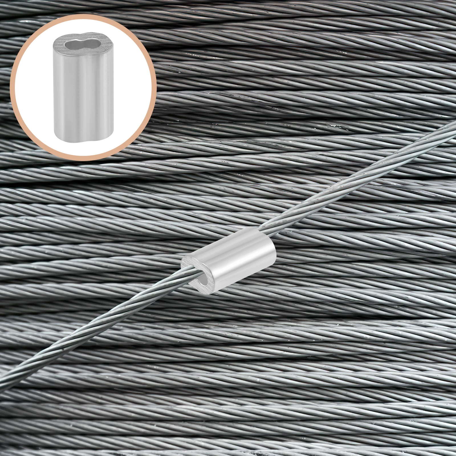 

100pcs Aluminum Crimp Loop Sleeve Wire Rope Fittings Strong Sturdy Lightweight General Purpose Cable Transport Binding