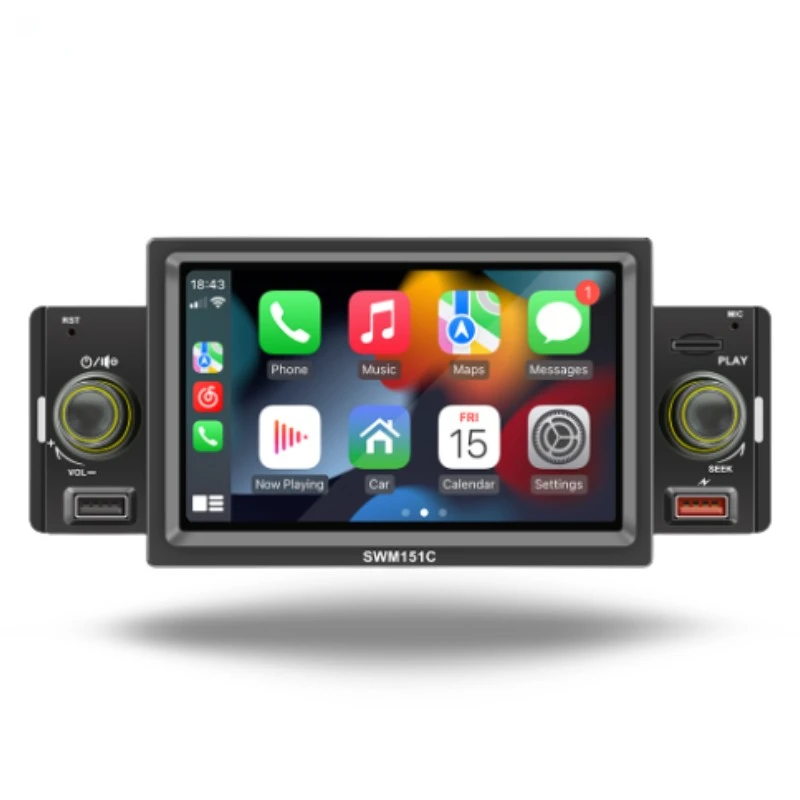 1DIN 5 inch high definition screen wireless CarPlay Android car radio mirror link FM AM RDS car MP5 multimedia player spare