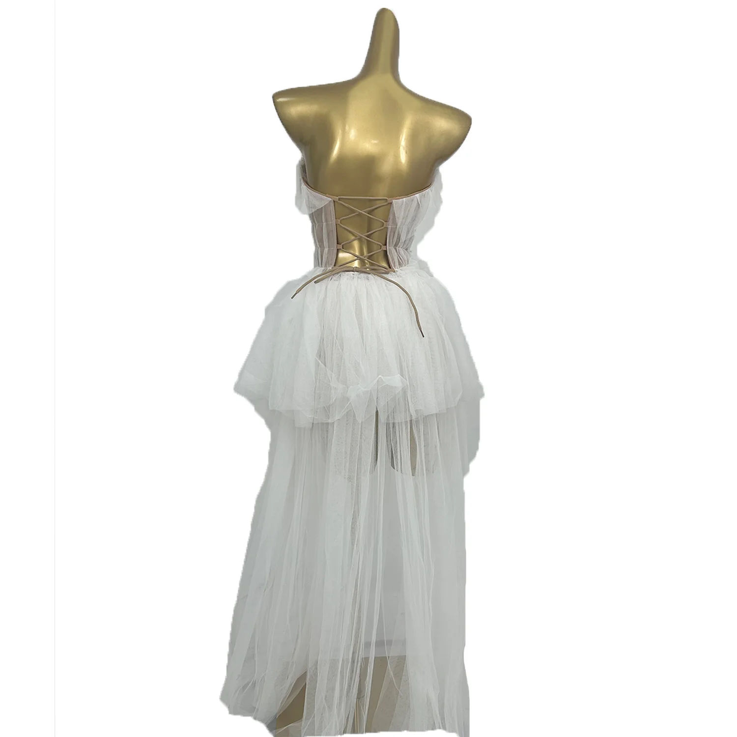 ผู้หญิงพรหมชุด Elegant Strapless Tulle ตาข่ายชุดวันเกิดฉลองปาร์ตี้ Queen ชุดยาว Carnival Night Club สวม Boboji