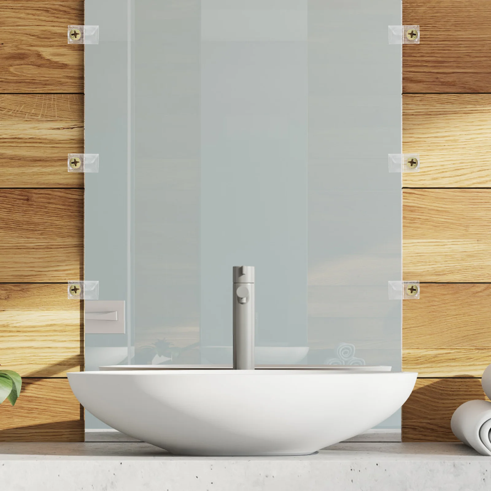 

50pcs Mirror Clip Glass Support Clamp Bracket Transparent No-Drill Mounting Hardware For Cabinets Walls Doors Mirror Hanging