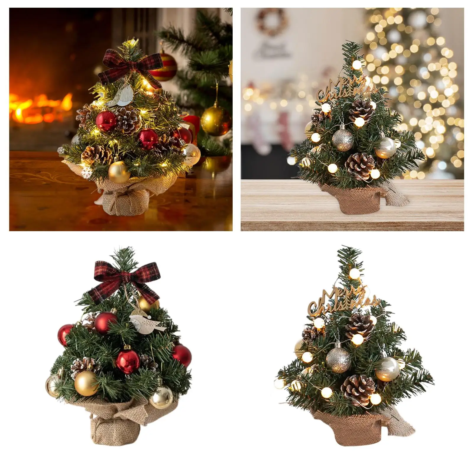 Christmas Mini Artificial Tree Ornament Miniature for Office Indoor Table