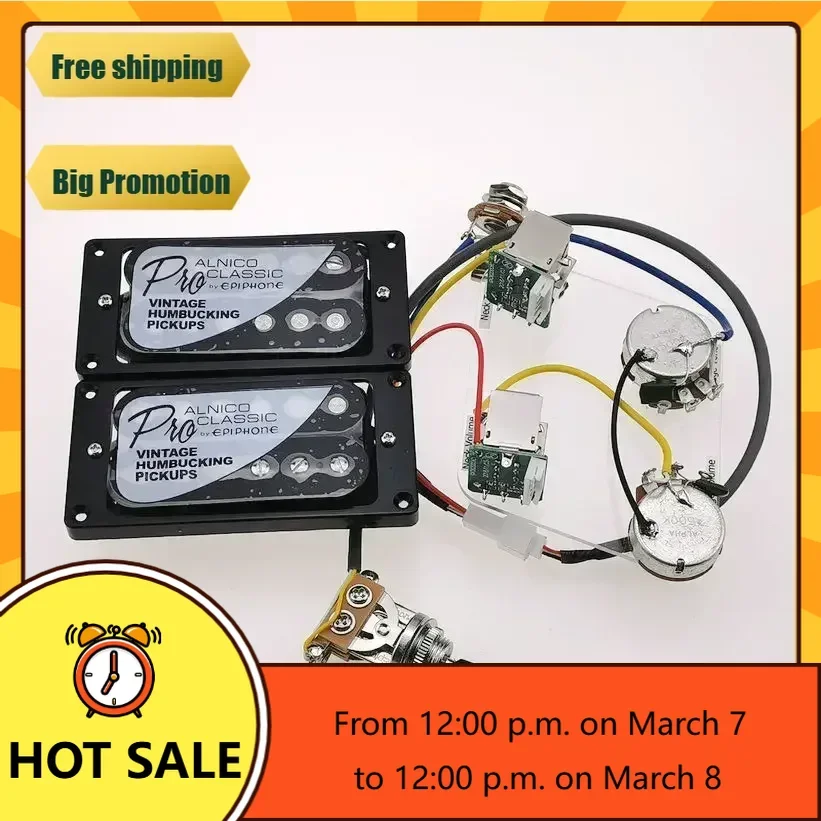 

Q-X Music Store-Electric Guitar Pickups Humbucker p Standard Classic Alnico Bucker PRO Guitar Pickups 4C with Wiring Harness