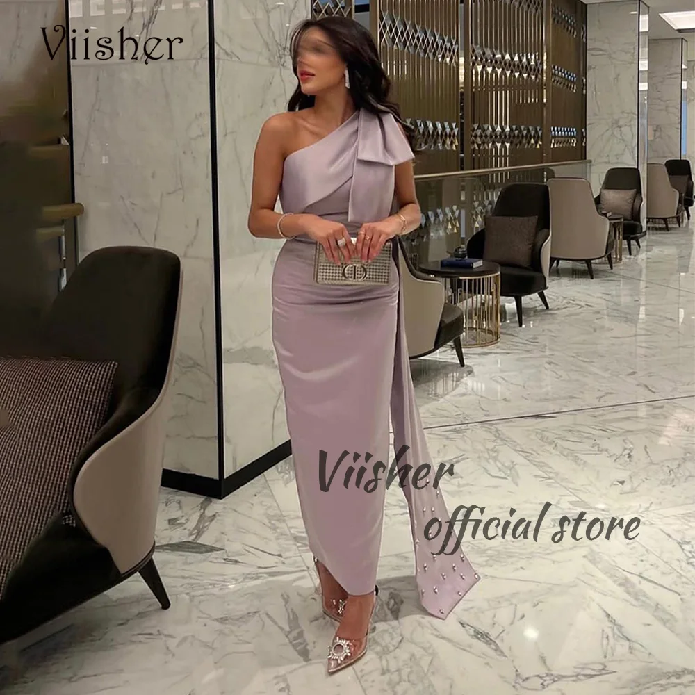 

Viisher Saudi Arabia Mermaid Evening Dresses with Slit One Shoulder Tight Long Formal Party Dress Dubai Evening Prom Gowns