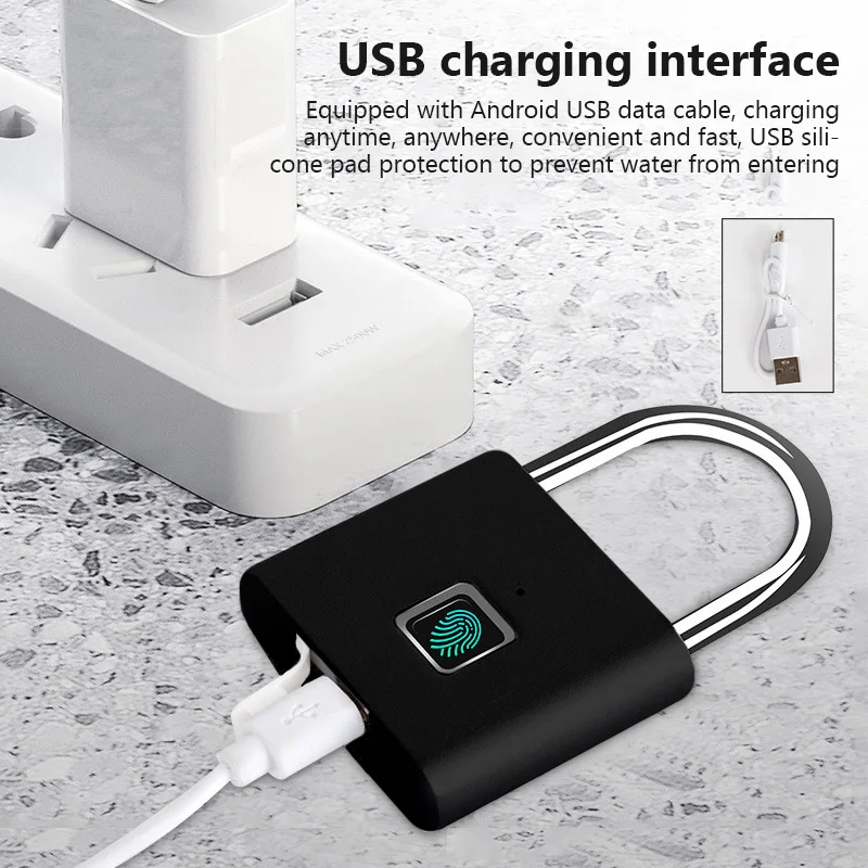 USB C 충전식 지문 스마트 자물쇠, 키리스 문짝 자물쇠, 가방 서랍 여행 가방, 체육관 학교용 휴대용 지문 자물쇠