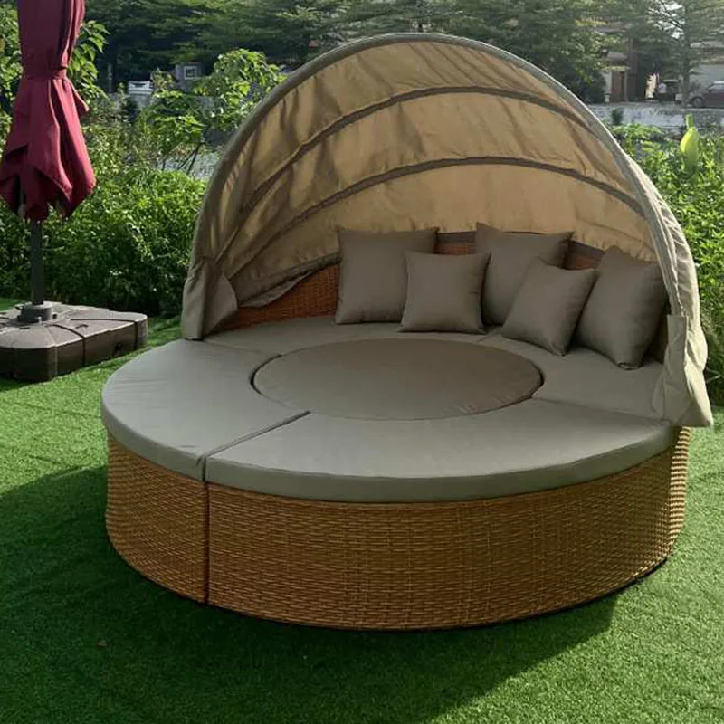 Modern Travel Bed Frame Human Dog Round Full Design Rattan Simple Camping Sun Bed Sleeping Platform Muebles Unique Furniture