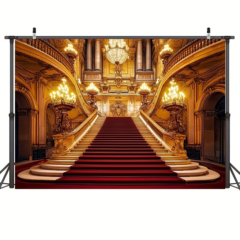 Red Carpet Palace Hollywood Ball decorated Beauty and the Beast Gorgeous Castle European birthday photography background banner