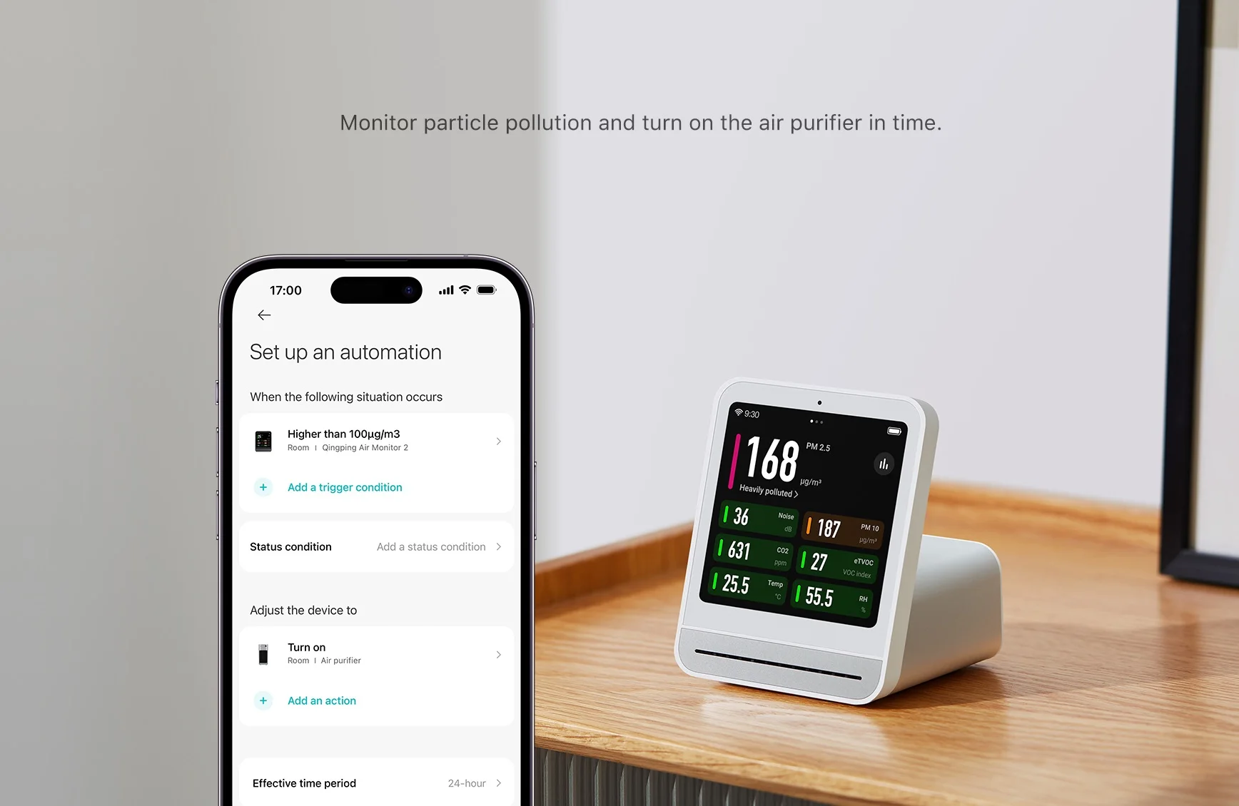 Qingping Air Monitor Gen 2, 7-in-1-Luftqualitätsmessgerät für den Innenbereich erkennt PM2,5, CO2, PM10, eTOVC, Lärm, Temperatur und Luftfeuchtigkeit, mit Alarm – Detail 5
