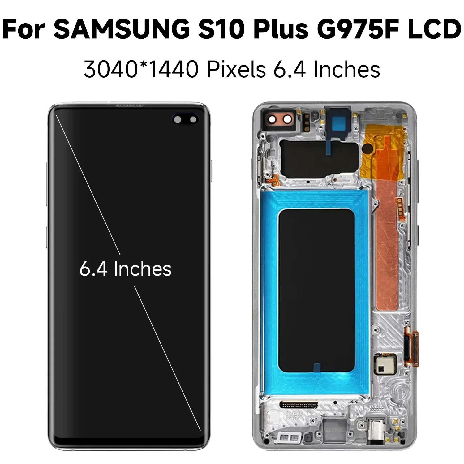 6.4\'\' OLED For Samsung S10 Plus LCD G975F/DS G975 G975U SM-G975 Display touch screen Digitizer Assembly S10+ Display With Frame