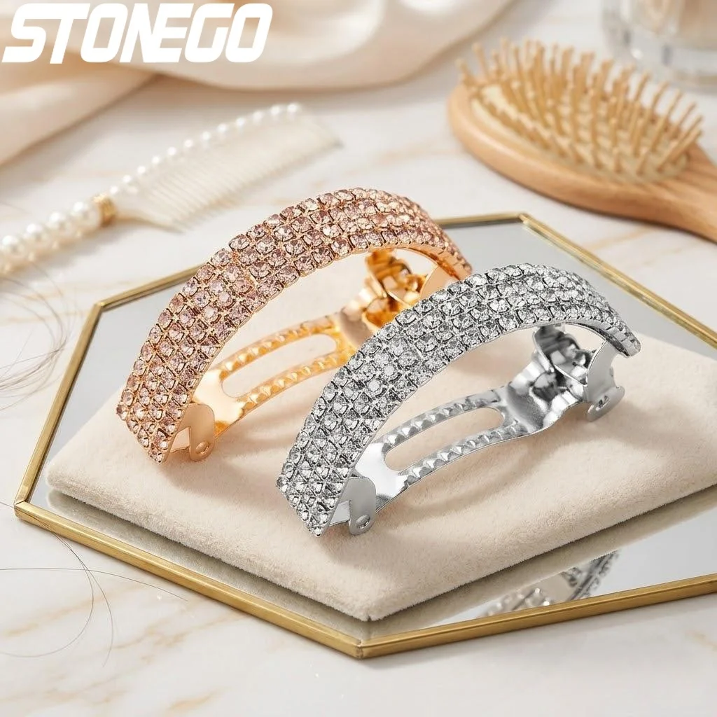 Latest Fashion Diamond Hairpin for Women Elegant Back Head Clip Ponytail Holder Red Headdress Hair Accessory