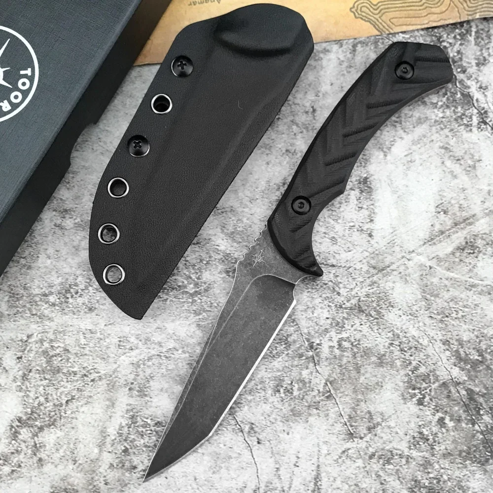 TOOR Tactical Fixed Blade Knife - D2 Steel Survival Knife for Camping, Hunting & EDC Portable Outdoor Tool with Kydex Sheath