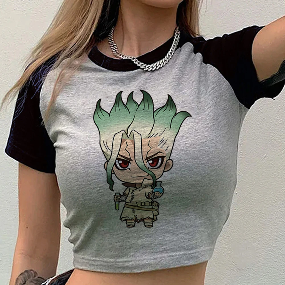 Dr Stone crop top women cute gyaru japan baddie manga t shirt anime cheap kawaii meme scene