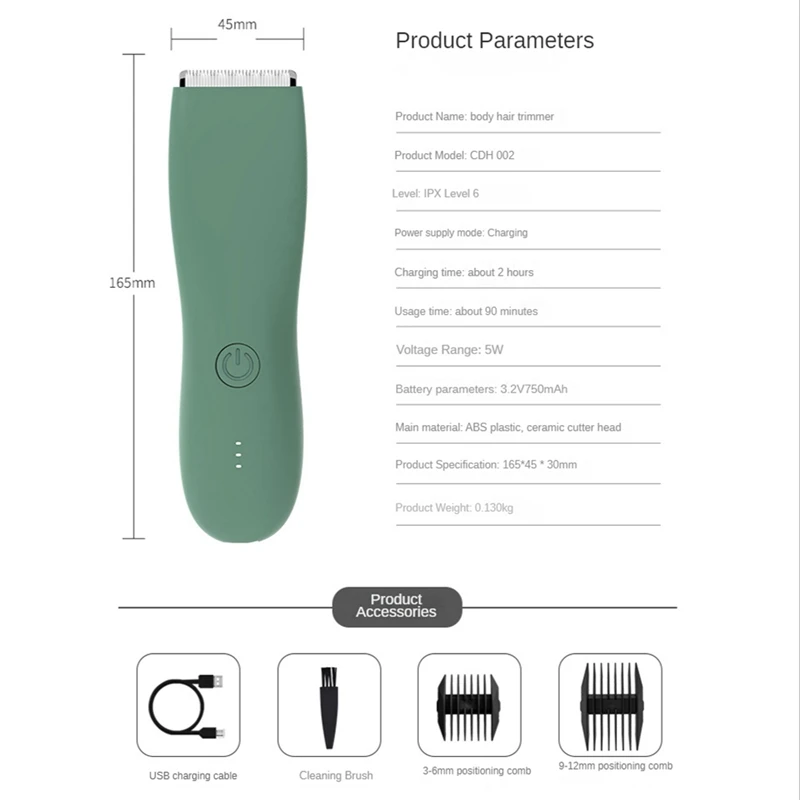 IkWomen-Tondeuse à cheveux électrique pour hommes et femmes, rasoir pour femme, tondeuse bikini, tondeuse à l'aine et au corps, toiletteur d'épilation