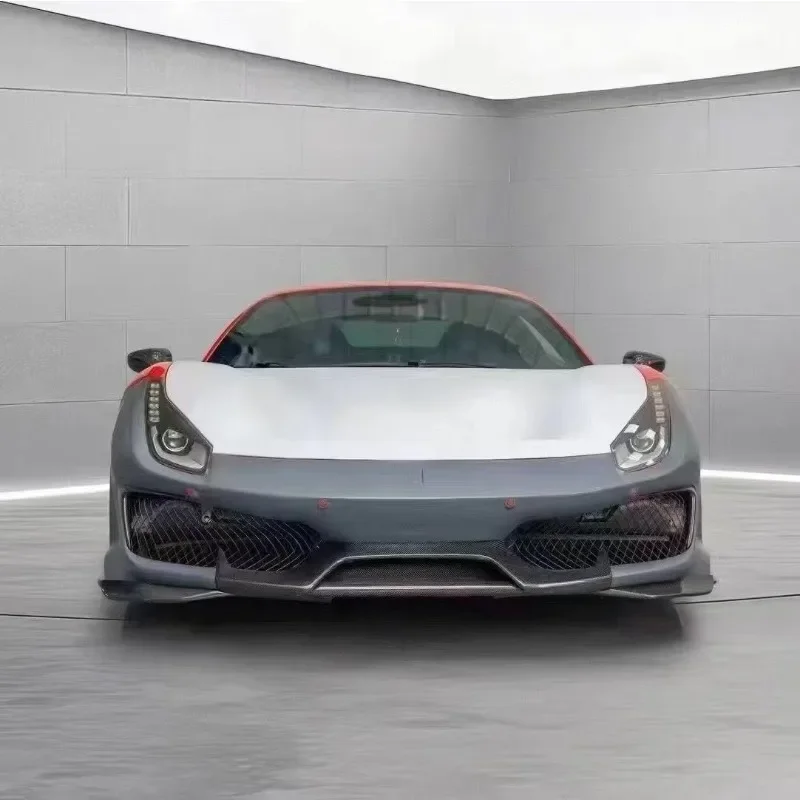 KQX 488 Carbon Fiber Body Kit 488 Pista-style Front and Rear Bumpers Spoilers, Hood 488pista Body Kit