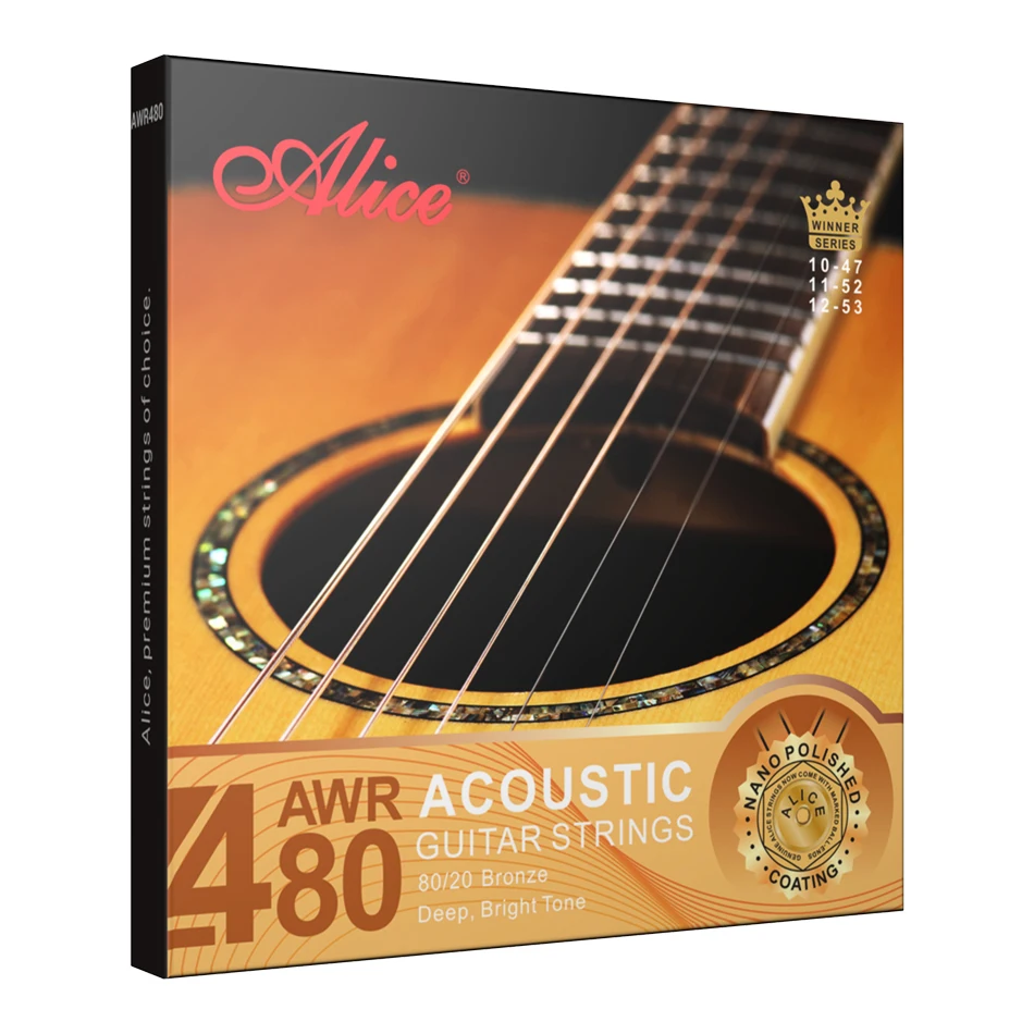 Alice AWR480 AWR486 Muti-Layer Nano Coating Anti-Rust Long Life Acoustic Guitar Strings Hexagonal Steel Core 1st-6th