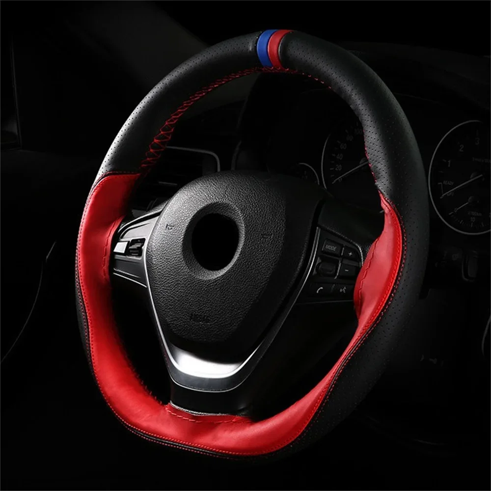 Braid Car Steering Wheel Covers DIY 38cm Soft Fiber Leather Steering-Wheel Protector Non-Slip Car Interior accessories