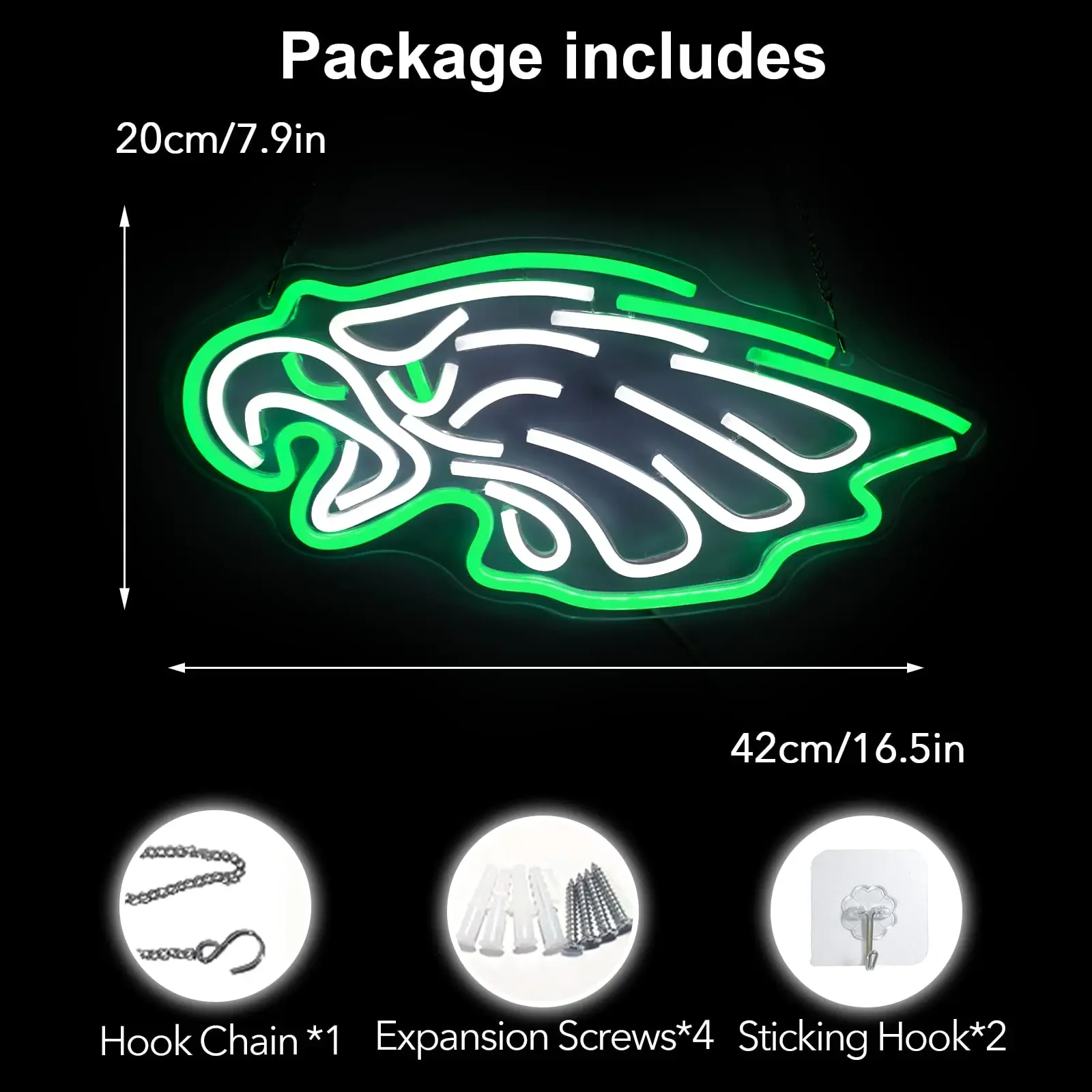 Eagle Neon Sign Football Green LED Neon Sign for Wall Decoration USB-powered Beer Bar Bar Boy and Teen Room Decoration