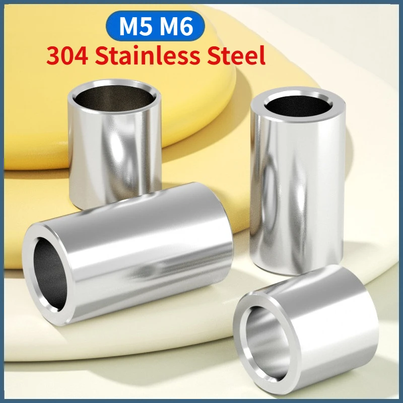 M5 M6 304 Stainless Steel Unthreaded Standoff Spacer Bushing Washer Round Hollow Gasket Sleeve Length 2-40mm