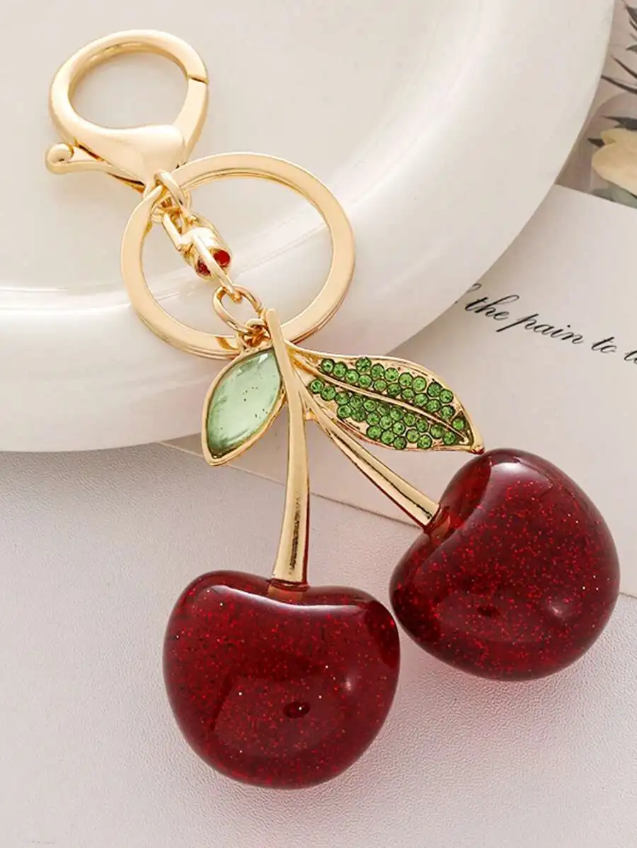 

Cherry Keychain Bag Charm For Women Car Purse Accessory Valentine Gift Y2k Style