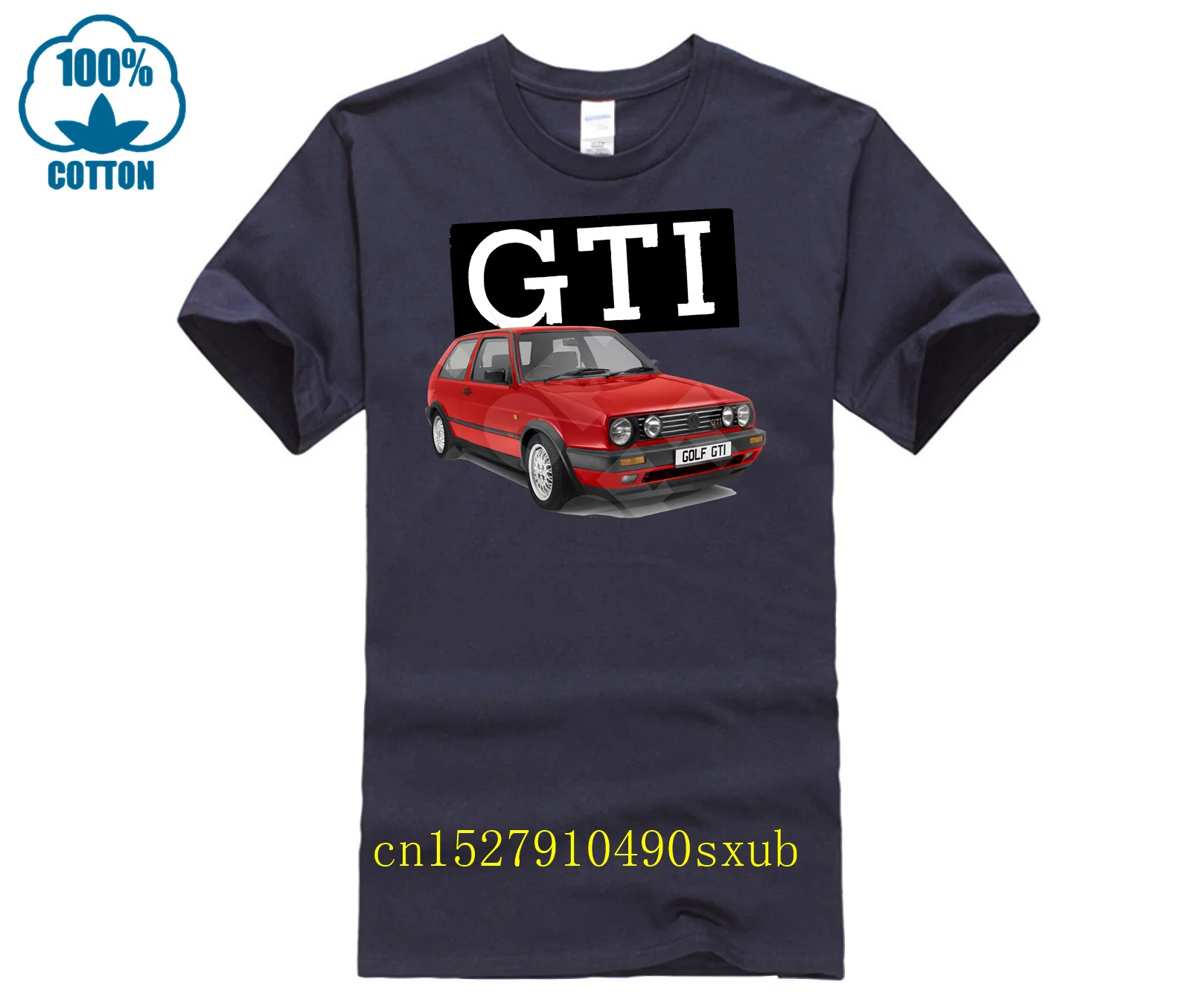 Mk2 Red Golf Gti Mens 100% cotton T Shirt Personalised number plate opt.