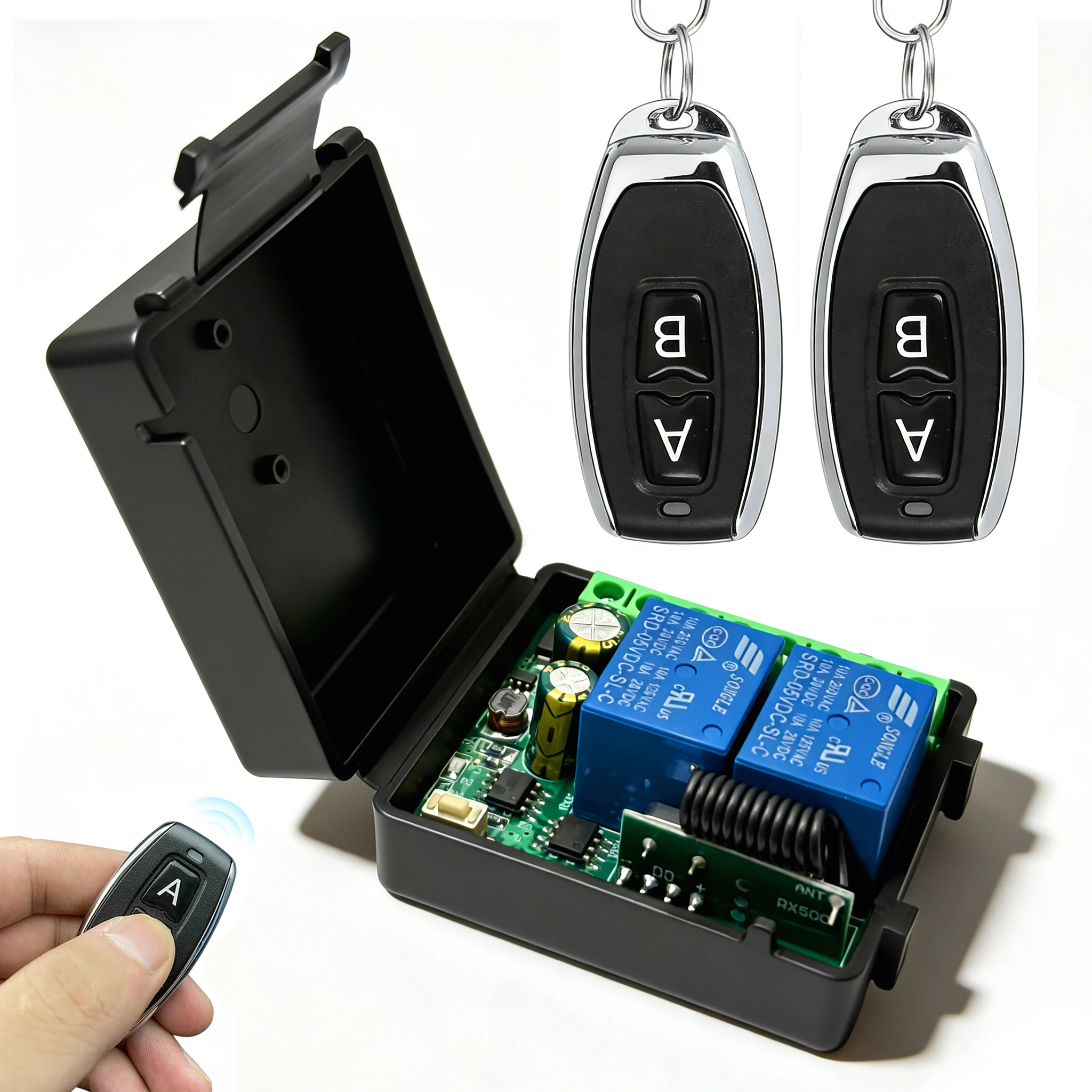 

Беспроводной пульт дистанционного управления 433 МГц, реле 12 В 24 В 6-30 В 110 В 220 В 85-250 В 10 А, 2-канальный приемный модуль для дверного электромагнитного замка.