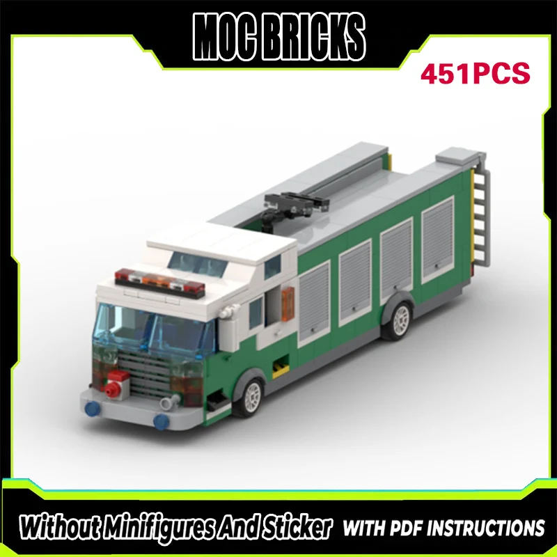 

Модель городской пожарной машины MOC из строительных блоков, зеленая, модульная, технологичная, детский праздничный подарок, набор для сборки игрушек