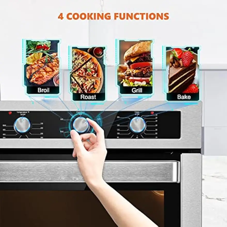 thermomate 24" Built-in Electric Oven with 5 Cooking Functions, 2.3 Cu.ft. Electric Wall Ovens with Stainless Steel Finish