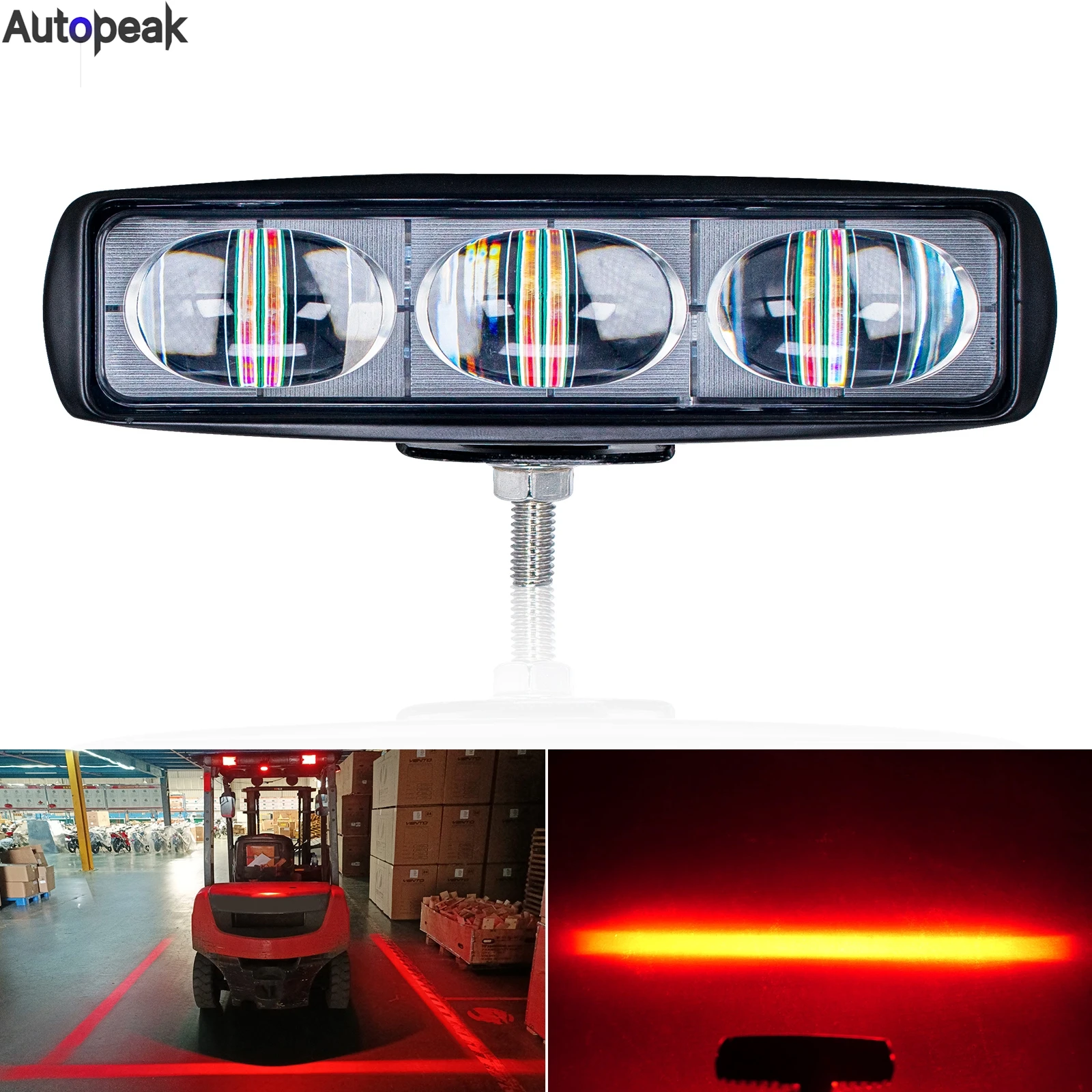 

IP68 Red Forklift Truck Trailer LED Light Straight Beam Safety Warning Working Spot Lamp Indicator Pedestrian Warehouse 12V-100V