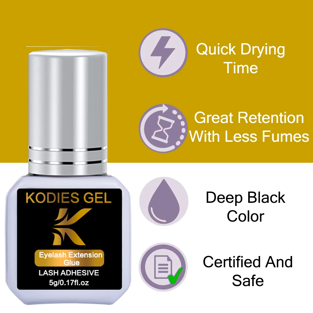 KODIES GEL Super mocny klej do rzęs 5g Profesjonalny wodoodporny klej do rzęs do przedłużania sztucznych rzęs Beauty