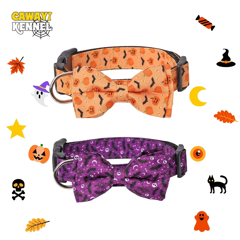 1pc Print Pet Breakaway Cat Collar Halloween Adjustable Tie Bow for Cute Puppy Kitten Collars Rabbit Accessories  Pet Products