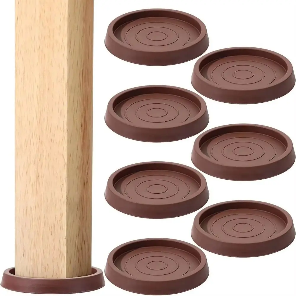 Round Rubber Anti Slip Caster Cup Anti-Skid Quick Install Furniture Stoppers Protect Carpet Portable Furniture Coaster