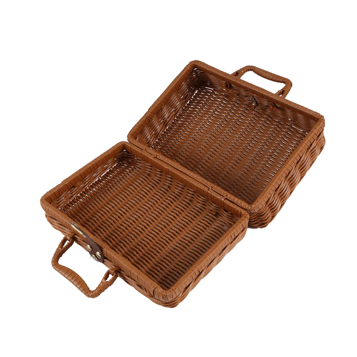 Picnic Basket,Woven Vintage Suitcase Woven Storage Basket Rattan Storage Case Picnic Weave Laundry Basket B